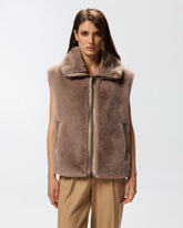 Faux fur gilet with zip -  | Pinko