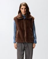 Faux fur gilet with zip -  | Pinko