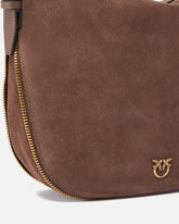 Borsa a spalla hobo media in suede con logo Love Birds -  | Pinko