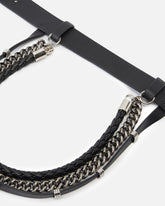 Cintura in cuoio con catenine e cinturini 3cm -  | Pinko