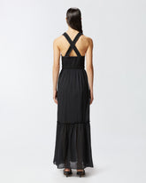 Vestito lungo smanicato in cotone con scollo -  | Pinko
