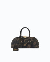 Petit sac à main Escape Bag Horizontal en daim avec imprimé camouflage - Vert militaire | Pinko