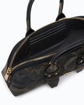 Petit sac à main Escape Bag Horizontal en daim avec imprimé camouflage - Vert militaire | Pinko