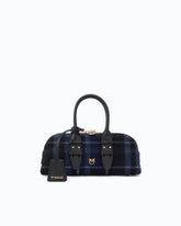 Μικρή τσάντα χειρός Escape Bag Horizontal από καρό παλτόπανο και δέρμα - Multicolor Μαύρο-Μπλε | Pinko