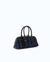 Μικρή τσάντα χειρός Escape Bag Horizontal από καρό παλτόπανο και δέρμα - Multicolor Μαύρο-Μπλε | Pinko