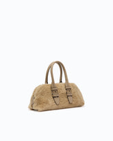 Borsa a mano piccola Escape Bag Horizontal effetto teddy con dettagli in pelle -  | Pinko