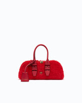 Escape Bag Horizontal small handbag in teddy-effect fabric with leather details -  | Pinko