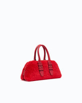 Escape Bag Horizontal small handbag in teddy-effect fabric with leather details -  | Pinko