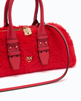 Escape Bag Horizontal small handbag in teddy-effect fabric with leather details -  | Pinko