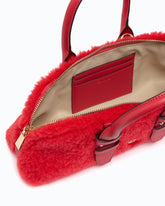 Escape Bag Horizontal small handbag in teddy-effect fabric with leather details -  | Pinko