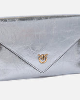 Bustina in pelle metallizzata con logo Love Birds -  | Pinko