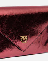 Bustina in pelle metallizzata con logo Love Birds -  | Pinko
