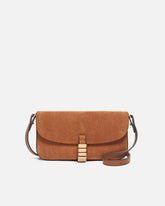 Borsa a spalla media Saddle Flat in suede -  | Pinko