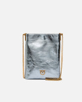 Borsa a mano secchiello piatto pelle laminata con tracollina -  | Pinko