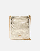 Borsa a mano secchiello piatto pelle laminata con tracollina -  | Pinko