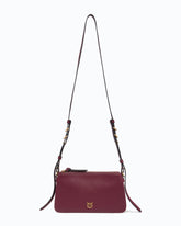 Leather Mini Double Bag with shoulder strap - Pink | Pinko