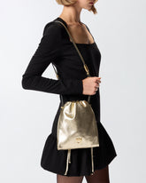 Borsa a spalla Mini Slouchy Bag in suede laminato con logo Love Birds -  | Pinko