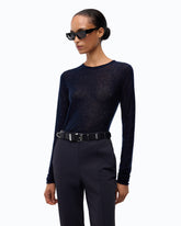 Crew-neck sweater with sequins - Blue | Pinko