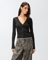 Cardigan a costine con scollo a V -  | Pinko