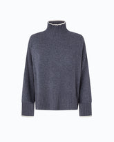 Pull à col roulé en laine et cachemire - Gris foncé | Pinko