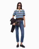 Polo cropped in lana e cashmere - Multicolor Azzurro-Marrone | Pinko