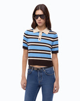 Polo cropped in lana e cashmere - Multicolor Azzurro-Marrone | Pinko