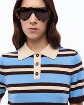 Polo cropped in lana e cashmere - Multicolor Azzurro-Marrone | Pinko