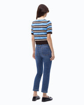 Polo cropped in lana e cashmere - Multicolor Azzurro-Marrone | Pinko