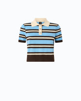 Polo cropped in lana e cashmere - Multicolor Azzurro-Marrone | Pinko