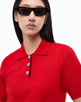 Polo cropped in lana e cashmere - Rosso | Pinko
