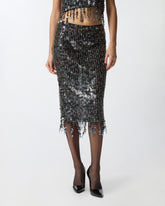 Gonna a tubino con paillettes e cristalli -  | Pinko