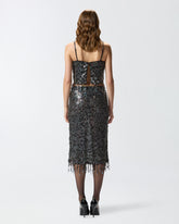 Gonna a tubino con paillettes e cristalli -  | Pinko