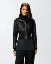 Short nappa leather and knit jacket -  | Pinko