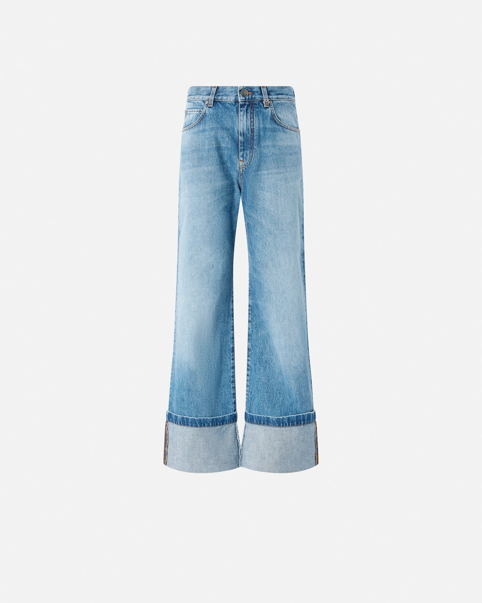 Wide-leg vintage denim jeans