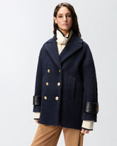 Short double-breasted bouclé pea coat -  | Pinko