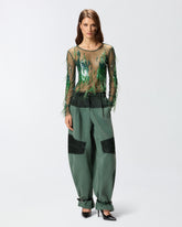 Maglia trasparente con paillettes e piume -  | Pinko