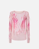 Maglia trasparente con paillettes e piume -  | Pinko
