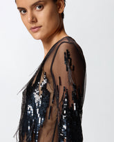 Maglia trasparente con paillettes e piume -  | Pinko