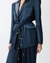 Blazer in satin lucido con cintura e boule -  | Pinko