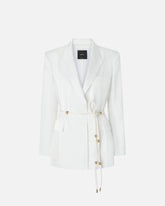 Blazer in satin lucido con cintura e boule -  | Pinko