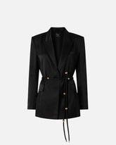 Shiny satin blazer with belt and boule -  | Pinko