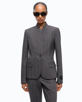 Giacca gessata in misto lana - Multicolor Grigio-Rosa | Pinko