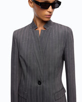 Giacca gessata in misto lana - Multicolor Grigio-Rosa | Pinko