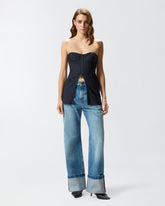 Pinstripe poly wool bustier top -  | Pinko