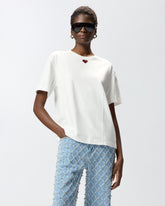 T-shirt à broderie cœur -  | Pinko