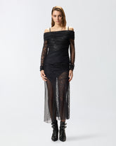 Vestito lungo in pizzo effetto patchwork -  | Pinko