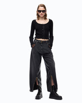 Jeans balloon fit con inserti in tela spalmata