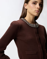 Cardigan girocollo con strass -  | Pinko