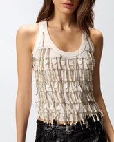 Top con strass e catene gioiello -  | Pinko