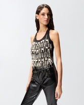 Top con strass e catene gioiello -  | Pinko